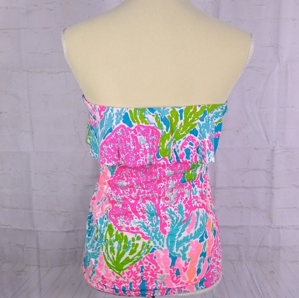Lilly Pulitzer Let's Cha Cha Tube Top Coral Wiley - Picture 8 of 8